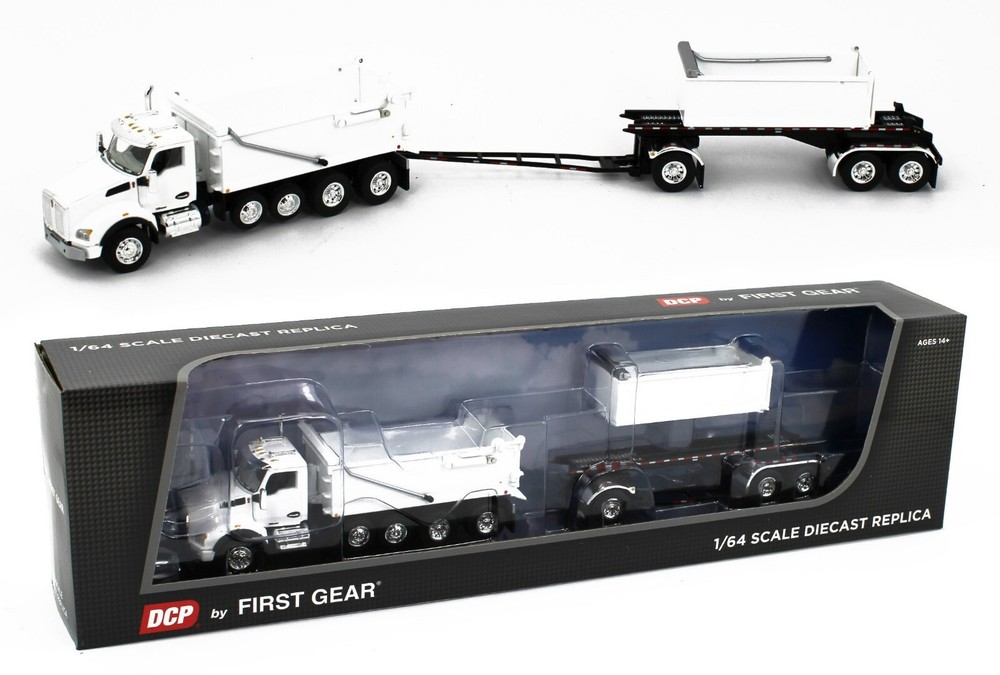 2022 DCP 1:64 *WHITE* Kenworth T880 Rogue Dump Truck & Transfer Dump Trailer NIB