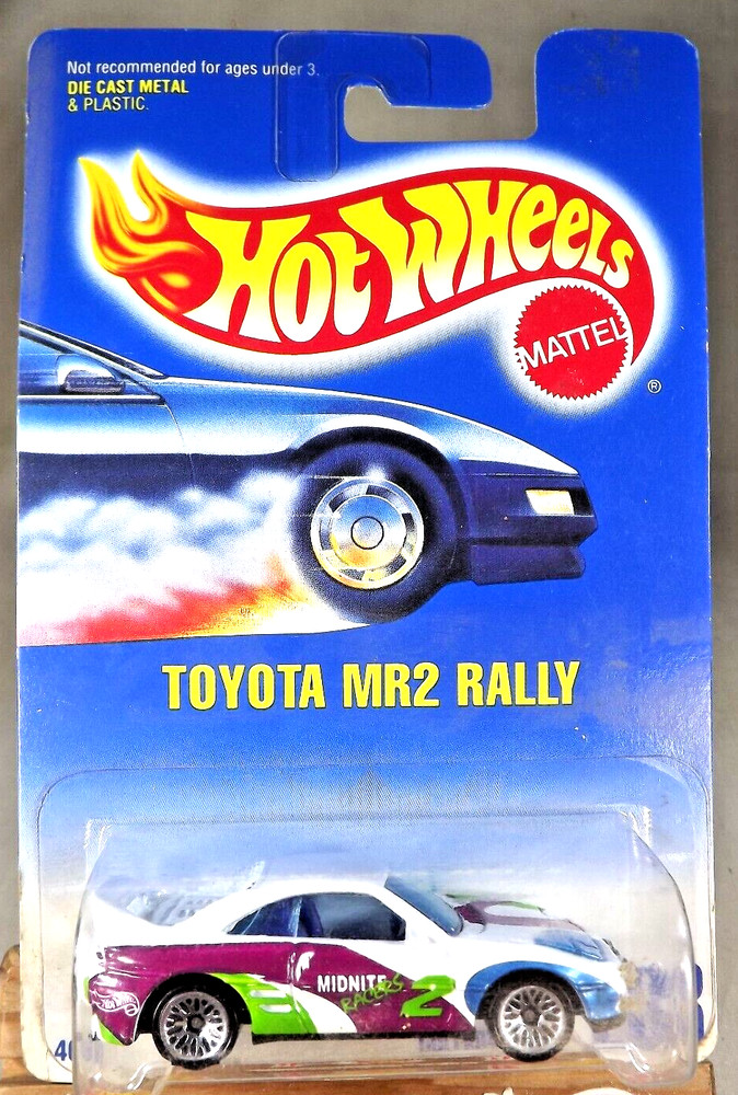 1991 Hot Wheels Blue/White Card #233 TOYOTA MR2 RALLY White w/Lace SP Wheels