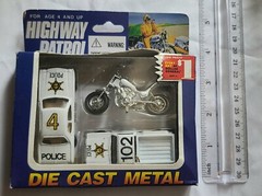 Vintage Agglo Highway Patrol Die Cast Police Car & Motorcycle Set R-12-J3001 NIP