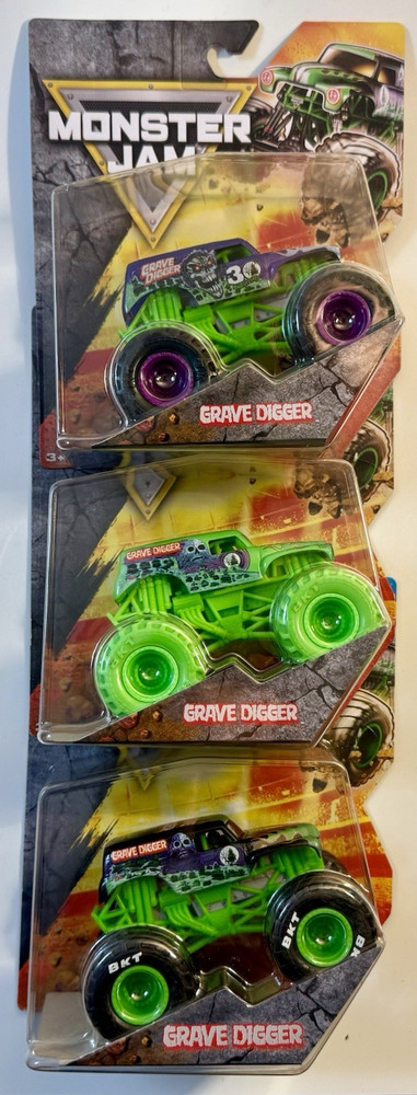 Spin Master Monster Jam Grave Digger Lot of 3 1:64 Diecast Unopened