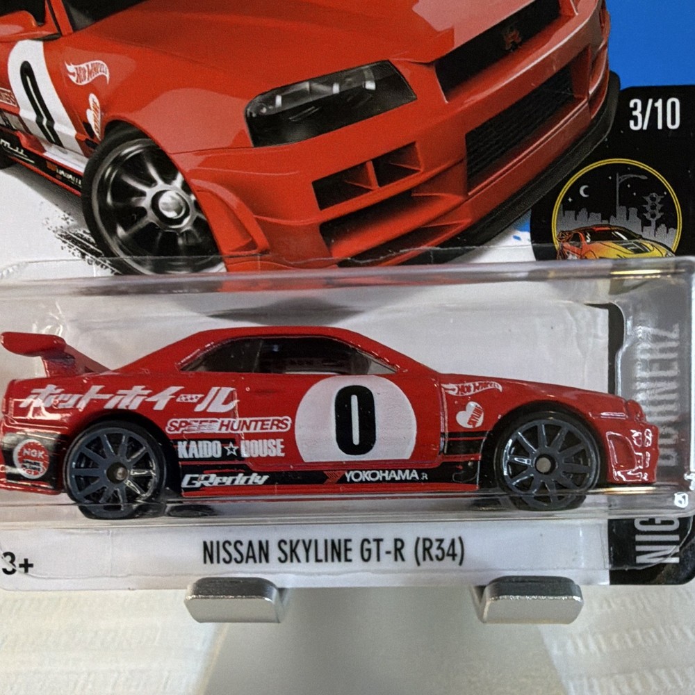 Hot Wheels Night Burnerz Nissan Skyline GT-R (R34) Red Diecast 1/64 NFS 3/10