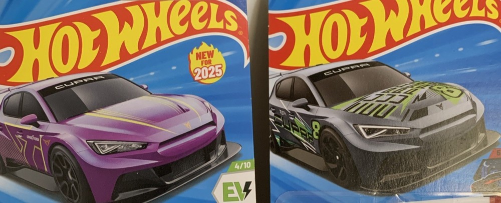 HOT WHEELS 2025 CUPRA e-RACER PURPLE AND GREY LOT OF 2