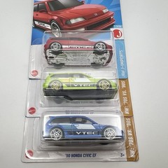 Hot Wheels ‘90 Honda Civic EF *LOT OF 3* Red, Blue & Lime Green