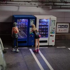 Diorama 1/64 Car Garage Vending Machine Model LED City Street Scene Display Prop