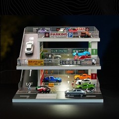 1/64 Diorama Diecast Garage Model LED Japanese Multi-Story Model Car Storage US