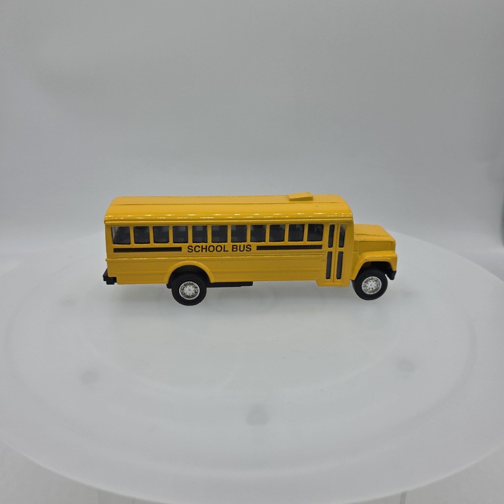 Yellow School Bus Diecast Toy Vehicle Small Black Wheels Kids Model Play