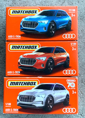 2024-22 Matchbox Audi E-Tron Lot of 3: Red, Gray & Blue