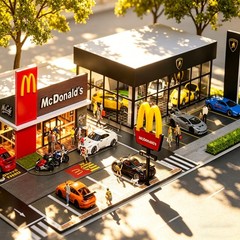 1/64 Diorama Car Garage Model City Street View Building Scene Display Model Gift