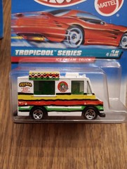 Hot Wheels Ice Cream Truck #693 White Rasta Themed 1998 Tropicool Series #1 of 4
