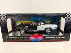 1:18 SUPERCAR COLLECTIBLES 1971 Plymouth Barracuda 440 Black White Billboards