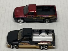 HOT WHEELS DODGE RAM 1500 X2. 1999 BLACK & 2000 DARK RED, LOOSE, NICE