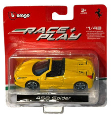 Burago 458 Spider Enzo Ferrari, 1:43 Yellow Race + Play – Official Product