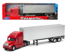 WELLY TRANSPORTER FREIGHTLINER COLUMBIA 1/32 with SILVER CONTAINER RED 32621