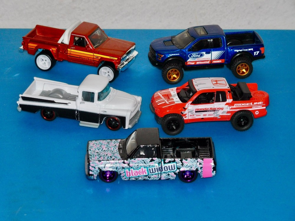 Custom Wheel Swap Hot Wheels Assorted Trucks w/Clear PVC Display Cases