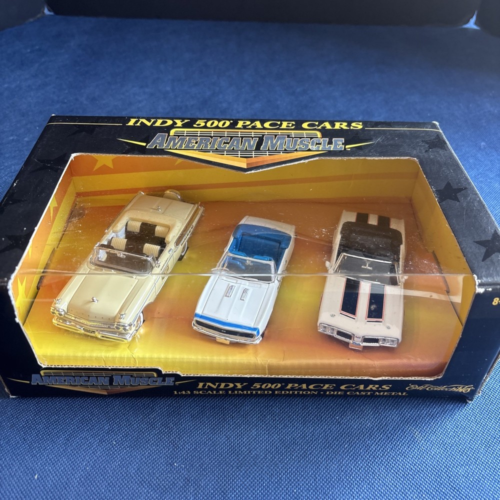 Ertl 1/43 American Muscle Indy 500 Pace Cars – 3 Car Set Mercury Camaro Olds 442