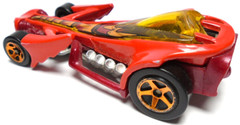 HOT WHEELS PREYING MENACE RED 1:64 DIECAST 3″ CAR W BROWN & YELLOW – COPPER RIMS