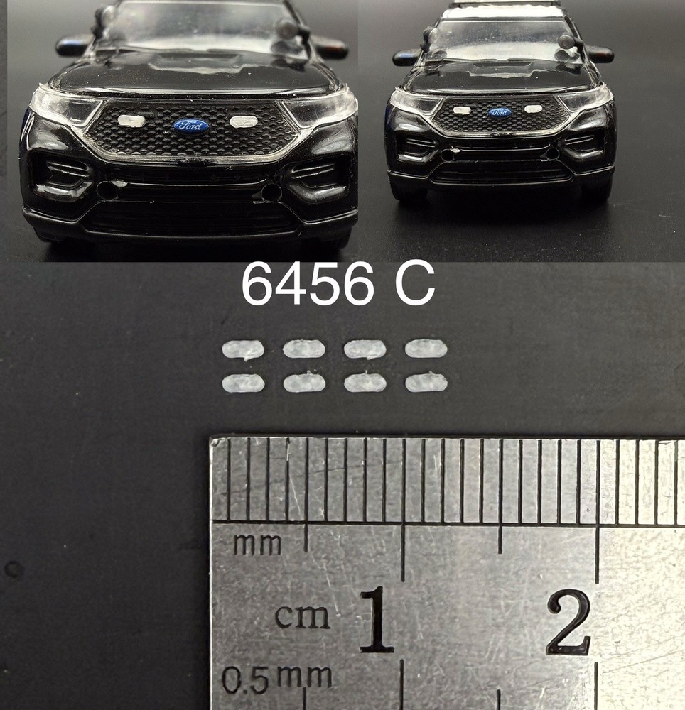 8 Pack 1/64 Scale Clear Grille Light Pod License Plate Police 6456C