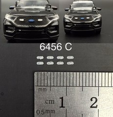 8 Pack 1/64 Scale Clear Grille Light Pod License Plate Police 6456C