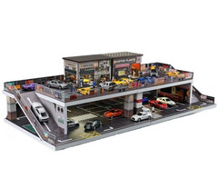 1/64 Diorama Diecast Garage Model LED Japanese Multi-Story Model Car Storage US