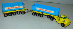 Matchbox Super Kings K16 Dodge Tractor and Twin Tipper trailers yellow & blue