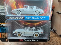 Johnny Lightning Import Heat White Lightning 1982 Mazda RX-7 & 1981 Datsun 280ZX