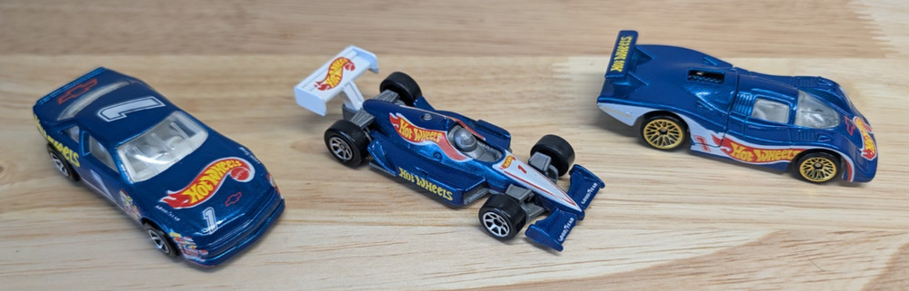 Hot Wheels Logo Diecast Blue Racing Team 1:64 Toy Race Cars from 1980’s & 90’s
