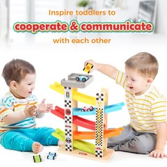 Belleur Montessori Toy for 1-3 Years Old Boys and Girls, Kid Race Track Car f…