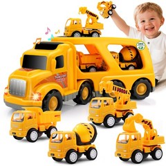 Construction Truck Toddler Toys Car: Toys for 1 2 3 4 Year Old Boy 5 in 1 Car…