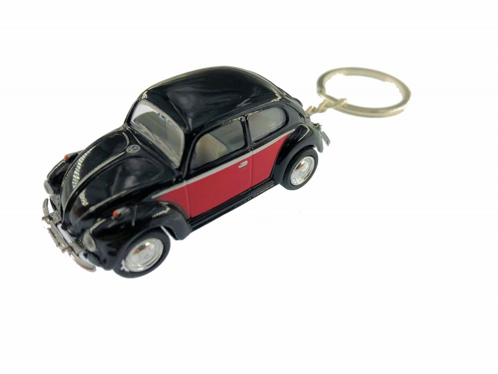 2.5″ Kinsmart 1967 VW Beetle 2 Tone Keychain Diecast Model Toy Car 1:64 Black
