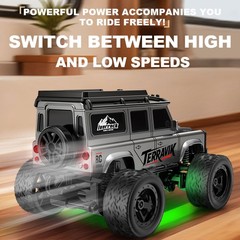 1/64 Scale Mini Alloy Truck RC Car with LED Lights, 2.4Ghz Remote