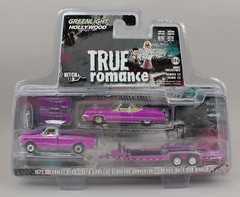 1:64 GreenLight HITCH & TOW *TRUE ROMANCE* 1972 Chevy C30 & Cadillac Trailer NIP