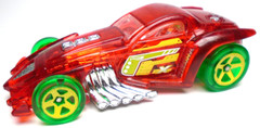 2015 HOT WHEELS X-RAYCERS BURL-ESQUE CLEAR RED 1:64 DIECAST 2 3/4″ CAR W/ GREEN