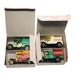 Collectors Set Classic Trucks 4 Truck Set Plastic New In Box Ambulance Petroleum