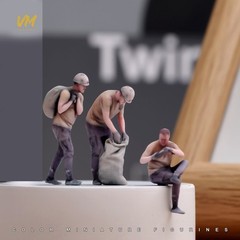 3pcs 1/64 construction worker Men Scene Prop Miniature Figures Doll Model Toy