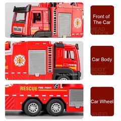 1:32 Diecast Fire Truck Model Water Spray Sound Light Pull Back Doors Open Gift