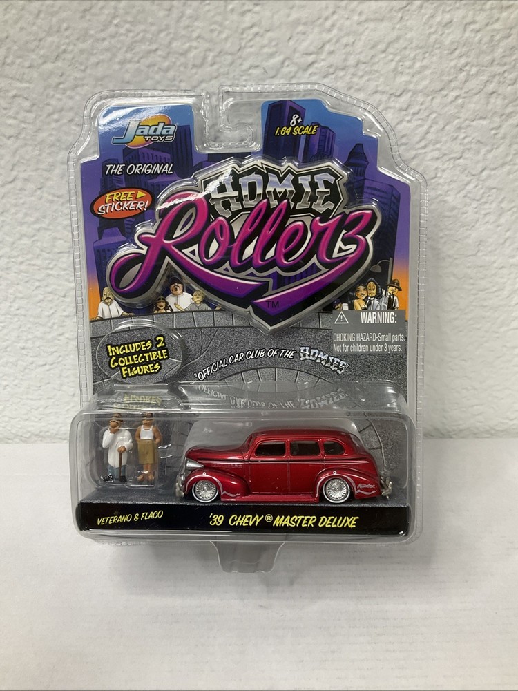 Jada Toys Homie Rollerz 1939 Chevy Master Deluxe Red Veterano & Flaco 1:64
