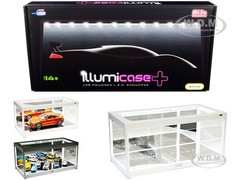 WHITE DISPLAY CASE W/LED LIGHTS & MIRROR BASE 1/24 1/18 BY ILLUMIBOX MJ7710 MW