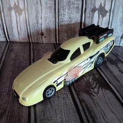 Drag Racing Funny Car Toy Faded Yellow Plastic And Decals Patina Look Damaged