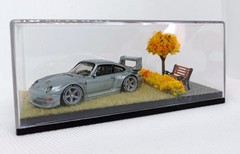 Lovely Hot Wheels Porsche 911 GT Detailed, wheel swap. Comes with nice diorama.