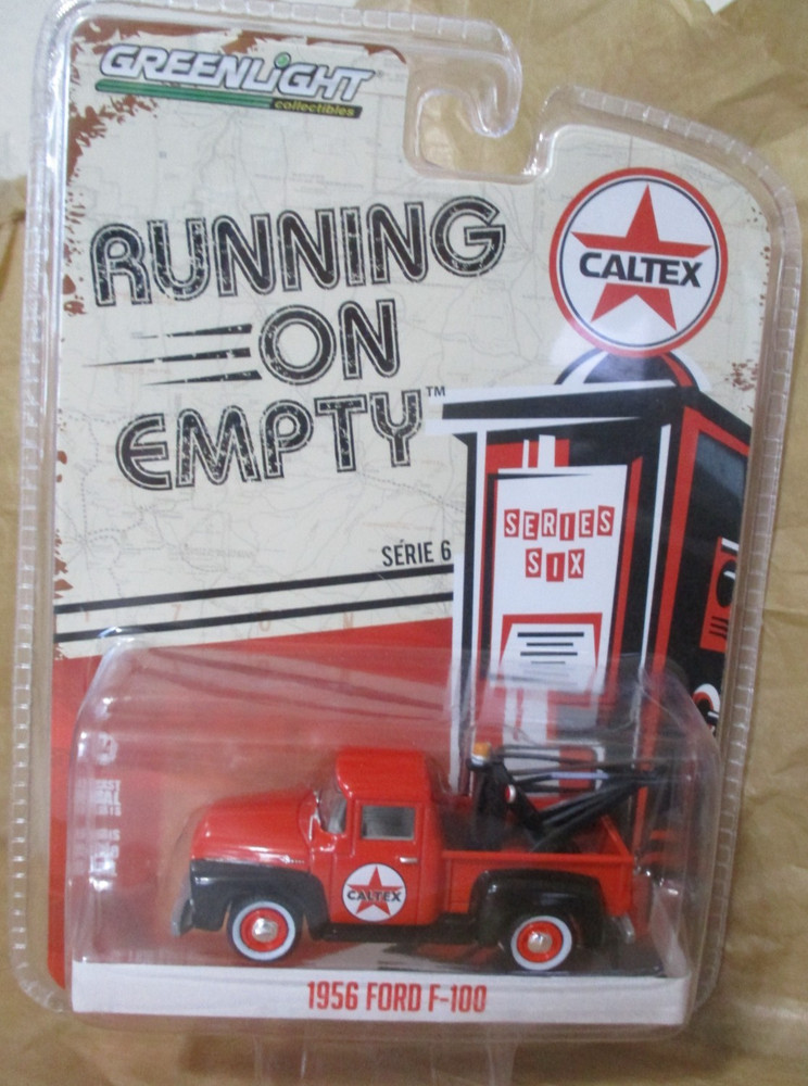 Greenlight Running on Empty CALTEX 1956 Ford F100 Tow Truck 1:64 w/Rubber Tires