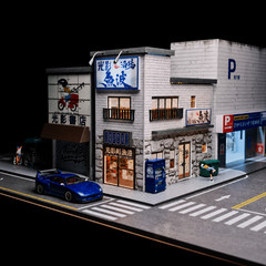 1:64 Diorama Diecast Garage Model LED Lighting Convenience Store Display Case US