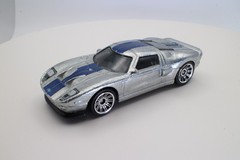 Matchbox 2005 Ford GT Silver Chrome Blue Racing Stripes 1:62 Loose Plastic Tires