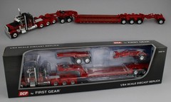 DCP 1:64 *RED & BLACK* Peterbilt 389 36″ Flattop HEAVY HAUL Lowboy Jeep Stinger