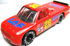 MADE IN CHINA – LAF #28 RACING PARTS 1:64 RED DIECAST 3″ PICKUP TRUCK – NICE