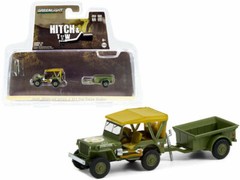 GREENLIGHT 1:64 1943 HITCH & TOW WILLY MB JEEP W/ M5 TRAILER CARGO GREEN 32220 A