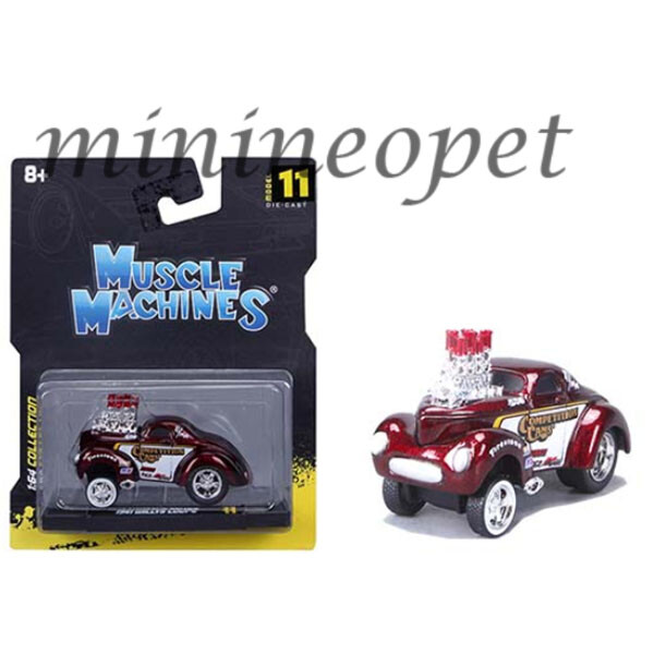 MAISTO 15549RD MUSCLE MACHINE 1941 WILLYS COUPE GASSER 1/64 DIECAST MODEL RED