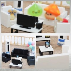 1/18 Diorama Furniture Sofa Coffee Table Air Conditioner Model Scene DisplayUN