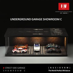 1/64Diorama Diecast Garage Model LED Parking Lot Scene Model Car Display Case US