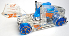 2017 HOT WHEELS X-RAYCERS RIG STORM CLEAR 2 3/4″ DIECAST SEMI CAB W BLUE ORANGE