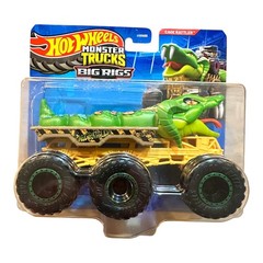 Hot Wheels Monster Trucks Big Rigs, 164 Scale Trailer Truck with 6 Wheels Cag…